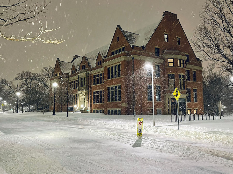 Hale Hall in snow